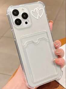 1pc Cushioned Anti-Fall Heart Pattern Mobile Phone Case, Compatible With Apple 16/16E/15/15Pro/15Promax/14/14Promax/13/11/XR Protective Soft Cover