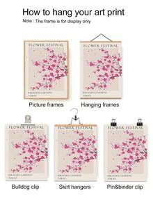 1pc Spring Floral Canvas Poster, Japanese Cherry Blossom Art Print, Modern Vintage Wall Decor Painting, Frameless Garden Art, Suitable For Living Room, Bedroom, Kitchen, Bathroom, Home Office, Vertical Landscape Theme, Watercolor, Cartoon Style - Multicolor - View 6