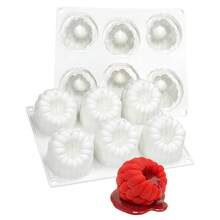 6-Cavity Large Raspberry Mousse Cake Mold, 3D Raspberry Chocolate Silicone Mold, Fruit Candle Mold - Black and White - View 10