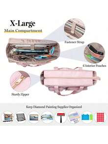 Diamond Painting Carrying Case For A3 Light Pad, Diamond Painting Storage Bag With Padded Sleeve To Hold A3 LED Light Box And Diamond Art Supplies, Pink (Empty Bag Only) - Pink - View 3