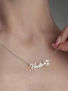 One Personalized Football Pendant Necklace - Stainless Steel Custom Engraved Bohemian Style Jewelry Gift, Exclusive For Sports Lovers And Football Fans, Everyday Jewelry, Elegant Accessories, Letter Necklace - Multicolor - View 3