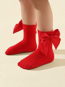 1/6 Pares de calcetines hasta el tobillo con decoración de lazo para bebés niñas, estilo princesa adecuados para niñas en verano - Multicolor - Ver 7