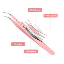 FADVAN 1 Pc Eyelash Tweezers Extension Pink Stainless Steel Superhard Tweezers With Fiber Tips High Precision Anti-Static Tweezers