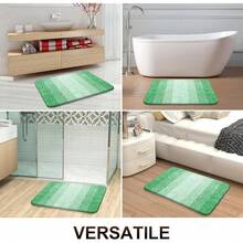New OLANLY Bathroom Rug Set 2 Piece, Soft Absorbent Microfiber Bath Mats And U-Shaped Contour Toilet Rug, Non-Slip, Machine Wash Dry, Plush Shaggy Bath Mats For Bathroom (30"X20"+24"X20", Green) - Green 30" x 20" + U Shape 24" x 20" - View 8