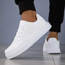 Men's Fashion Solid Color Low-Top Skate Shoes, Comfortable Anti-Slip Lace-Up Casual Sports Shoes, Suitable For Men Outdoor Activities