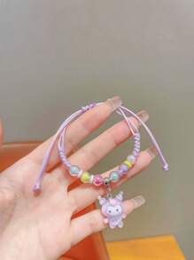 Sanrio Sanrio Hello Kitty Adjustable Woven Bracelet Handcrafted Cute Resin Pendant Jewelry, Suitable For Teenagers, Birthday Gifts For Best Friends, Anime Fashion Birthday, Easter Christmas Gifts.Friendship Bracelet,Girls Bracelets