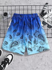 1 pieza Pantalones cortos de moda urbana para niños con diseño de calavera, mano y estampado de paisley, para primavera/verano