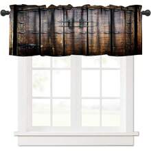 Rustic Wooden Board Valance Curtain Barn Door Blue Teal Vintage Wood Rod Pocket Valance Window Treatments 1 Panel Short Curtains For Kitchen Farmhouse Bathroom Bedroom 60 X 18 In - Barn Door-26 - View 2