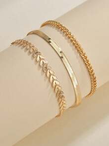 3件套金色简约链条脚链女式沙滩脚链脚链脚链女式配饰