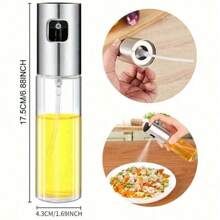 1 Stück transparente Glas Edelstahl Öl Sprühflasche, moderne minimalistische Küchen Kochsprühflasche für BBQ, Salat, Backen, Öl Kontrolle, Gewürze, vielseitig einsetzbare Olivenöl Zerstäuber mit feiner Sprühdüse für gesundes Kochen und Grillen, unverzichtbares Küchengerät, Glasgehäuse, Edelstahlkappe, einfach zu benutzen und zu reinigen, Ideales Küchen Zubehör, Öl Sprühflasche, Heißluftfritteuse, Olivenöl Spender