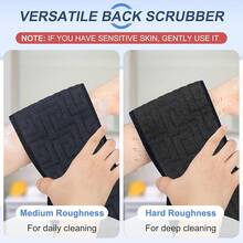 Exfoliating Back Scrubber For Shower, Double-Sided Back Scrub Washcloth With Handles For Use In Shower, 38 Inches Body Exfoliator Bath Tool To Clean Your Body Deeply For Men & Women Skin Care - 加寬黑色 - 查看 4