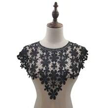 1 pieza Chal/chaleco con cuello de encaje floral elegante - Tejido a mano de malla hueca, adecuado para vestidos DIY y atuendos de boda