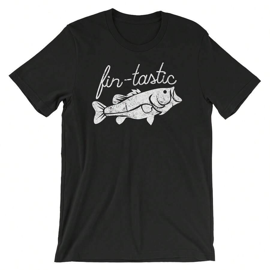 Fin-Tastic Camisa, Pesca De Bo Drtido, Pescado Bo Fantástico, Pescado De La Boca Grande Bass, Bass Fish , Bass Fishing Shirt Regalo, FantásticoWo's 220g Thick Cotton T-Shirt With Butterfly Print Pattern, Suitable For Girls And Wo's Short Sved Round Neck Inspirational Shirt, Cute Aesthetic Y2K Style Summer Top, Suitable For Outdoor, Family, Work Or Street Wear Casual Loose Daily T-Shirt - Black - View 1