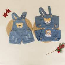 Jardineira Macacão Short Jeans Moda Infantil Menino Baby