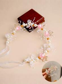2pcs Kids Performance Headdress, Little Princess Girls Hair Accessories, Tiara Crown Headband + Wrist Flower