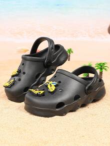 Fashionable, Breathable Sandals With Cute & Cool Car, Excavator Floral Decorations, Suitable For Boys, Quick-Drying & Lightweight, Suitable For Indoor, Outdoor, Shower, Beach, Pool, All Seasons - Black - View 2