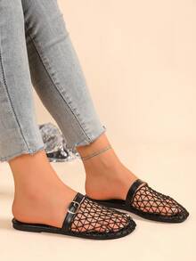 Livesso Damen Große Größen Neue Pantoffeln, Sommer Mode einfach bequem geschlossene Zehenpartie Mesh luftdurchlässig rutschfest leicht Strand Outdoor Sandalen, Schwarz, Braun - Schwarz - Übersicht 5