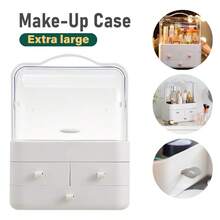 NetHong Large Make-Up Case Cosmetic Skincare Organizer Tabletop Storage Drawers Box Gift Makeup Organizer Back To School - Ivory - View 8