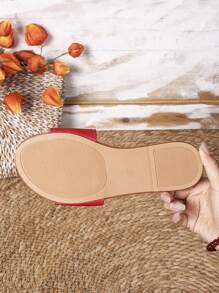 Women's Round Toe Casual Flat Slip-On Slippers, Summer Outdoor Peep Toe Sandals