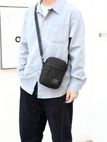 Simple Solid Color Men's Casual Shoulder Bag, Travel And Daily Commuting Sling Bag For Man Man Bag Cross Body Bag Students School Supplies Messenger Bag For Man Cylinder Bag Gifts For Men Vacation Laptop Winter Large Capacity Multi-Functional Outdoor Student Black Bag Travel Essentials Holiday Essentials Bag For Men Camping Sling Bag For Men Bags Summer Back To School Bag Pack Spring Purse Small Bag For Men Body Bag For Men