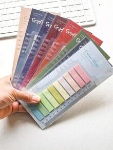 1200/1000/200 Morandi Gradient Index Stickers Student Marker Stickers Office Sticky Notes Transparent PET Sticky Notes 200 Sheets/Sheet Sticky Notes, Back To School - Multicolor - View 10