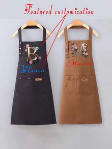 1 件定制花卉图案围裙，透气农舍风格可爱成人工作服，适用于厨房、夏季、厨房、浴室、家庭、供应商、母亲节礼物、父亲节礼物、职业礼物、情人节礼物