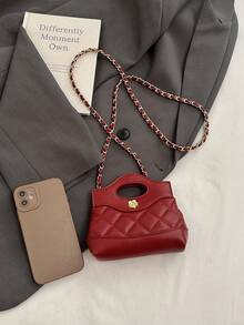 New Quilted Mini Handbag, Contrast Color Small Crossbody Bag, Lipstick Clutch, Evening Mini Bag - A - View 13