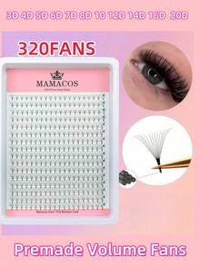 MAMACOS 320 Fans C/D Curl Premade Volume Fans 3D 4D 5D 6D 7D 8D 10D 12D 14D 16D 20D Individual Lashes Extension Pointy Stem Faux Minklash Clusters,Eyelash Clusters,Individual Eyelashes,Lashes,Fake Lashes - C - View 1