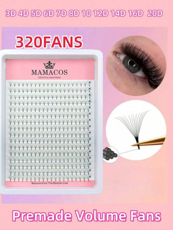 MAMACOS 320 Ventagli Premade C/D Curl 3D 4D 5D 6D 7D 8D 10D 12D 14D 16D 20D Estensioni di ciglie individuali a stelo appuntito Faux Mink Clusters, Ciuffetti di ciglie, ciglie individuali, ciglie, ciglie finte
