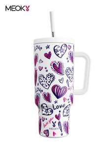 40oz Tumbler With Handle And Straw, Insulated Cup, Vacuum Insulated Water Bottle, Tumbler With Lid And Straw, Insulated Stainless Steel Travel Mug, 100% Leak-Proof, Keeps Cold For 34 Hours, Mothers Day Gifts For Mom (Best Mother) - White - View 2