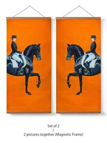 1/2Pcs, Optional Frame, Large Size Canvas Printing Painting, Modern Fashion Style, Grand And Luxurious Orange Horse, Room Decoration Stuff, Wall Art Poster, Maximum Size 70*140cm, Living Room Sofa Background Decor, Foyer Corridor Decor, Home Decor, Bedroom Decor, Bathroom Decor, Decor Room, Office Decor, School Decor, PVC Rigid Pipe Packaging