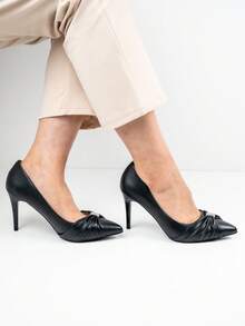 Scarpe con tacco alto a punta eleganti e alla moda decorate con cristalli, adatte per uso quotidiano - nero - Visualizzare 4