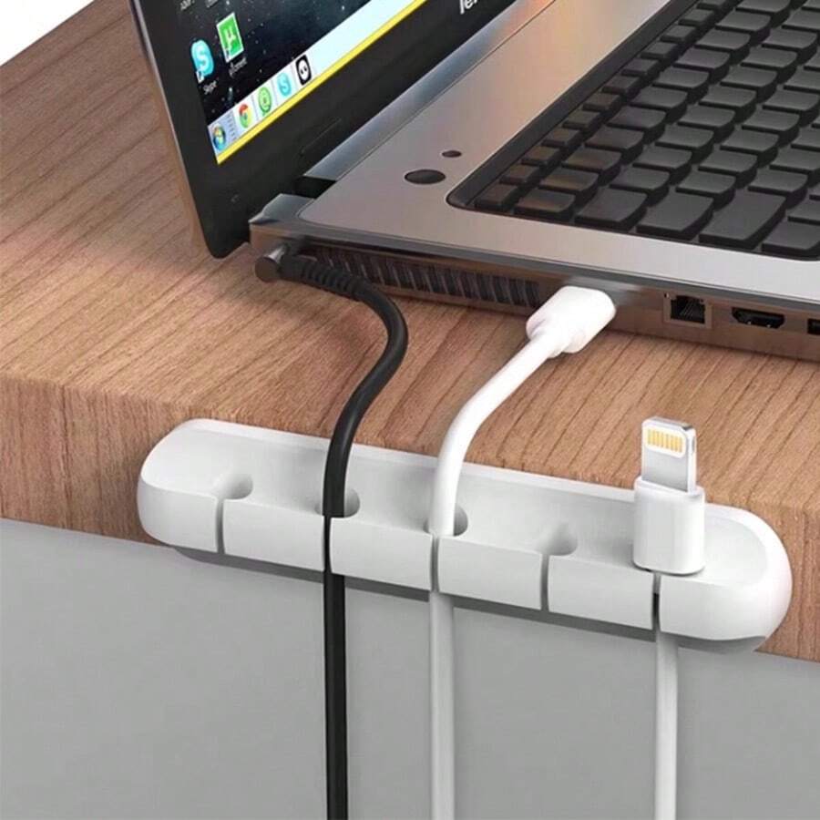 Desk Clip/Cable Organizer For Cable Management - White - View 1