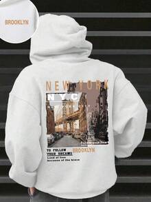 Tween Boy Landscape Graphic Warm Hooded Sweatshirt - White - View 6