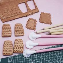 Polymer Clay Tool Wave Line Sewing Line Texture Roller Cutter Dot Stylus Pen DIY Clay Jewlery Making Tool