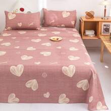 1pc Bedsheet, Soft & Comfortable Mattress Protector, Valentine's Day Gift Bedsheet, Kids Cartoon Love Geometric Bedsheet, Heart Pattern Bedding Set, Home Decor, For Double, King, Queen Size Beds, Mother's Day Gift, Machine Washable