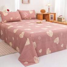 1pc Bedsheet, Soft & Comfortable Mattress Protector, Valentine's Day Gift Bedsheet, Kids Cartoon Love Geometric Bedsheet, Heart Pattern Bedding Set, Home Decor, For Double, King, Queen Size Beds, Mother's Day Gift, Machine Washable