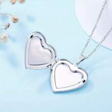 Colar com medalhão de foto em formato de coração com foto personalizada - Pingente de aço inoxidável faça você mesmo com corrente dourada, personalizável para acessórios de moda masculina, colar com foto personalizado | Colar com corrente dourada | Design exclusivo, colar personalizado