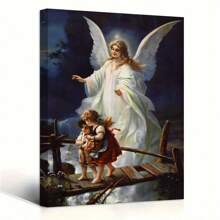 1pc Guardian Angel Painting On Canvas Painting Wall Arts House Room Decor Optional Frame