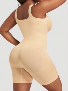 1 pieza Mono de compresión sin costuras de talla grande para mujer, body moldeador negro para el busto
