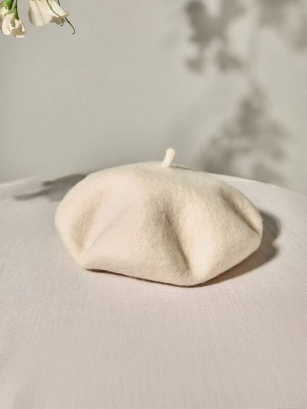 قبعة بيريه من الصوف للنساء، بتصميم فرنسي كلاسيكي، بلون واحد، غير مبطنة، مناسبة للحفلات الكاجوال والأناقة، هدايا عيد الميلاد الشتوية