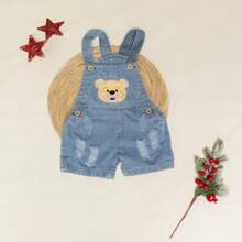 Jardineira Macacão Short Jeans Moda Infantil Menino Baby