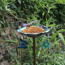 1pc Iron Butterfly Flower & Leaf Design Bird Feeder, For Outdoor Use With Stake, Simple Installation