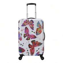Magnifique Butterfly 21" Hardside Carry-On Luggage, Purple Print - butterfly - View 1