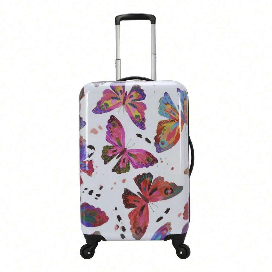 Magnifique Butterfly 21" Hardside Carry-On Luggage, Purple Print - butterfly - View 1