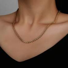 1条简约高端3毫米向日葵链项链，金色时尚链项链，适合女性日常佩戴，节日/生日礼物 - 金黃色 - 查看 2