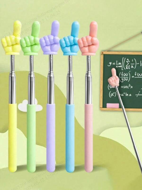 Bâton d'enseignement télescopique en acier inoxydable de couleur aléatoire, portable et pratique