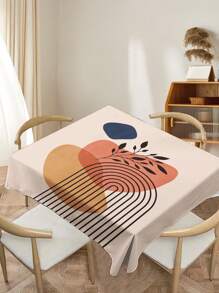 1 pièce Nappe de style bohème avec imprimé géométrique, nappe rectangulaire/ronde moderne en polyester imperméable, avec impression numérique, convient pour le salon, la maison, la table de repas extérieure, la petite table ronde