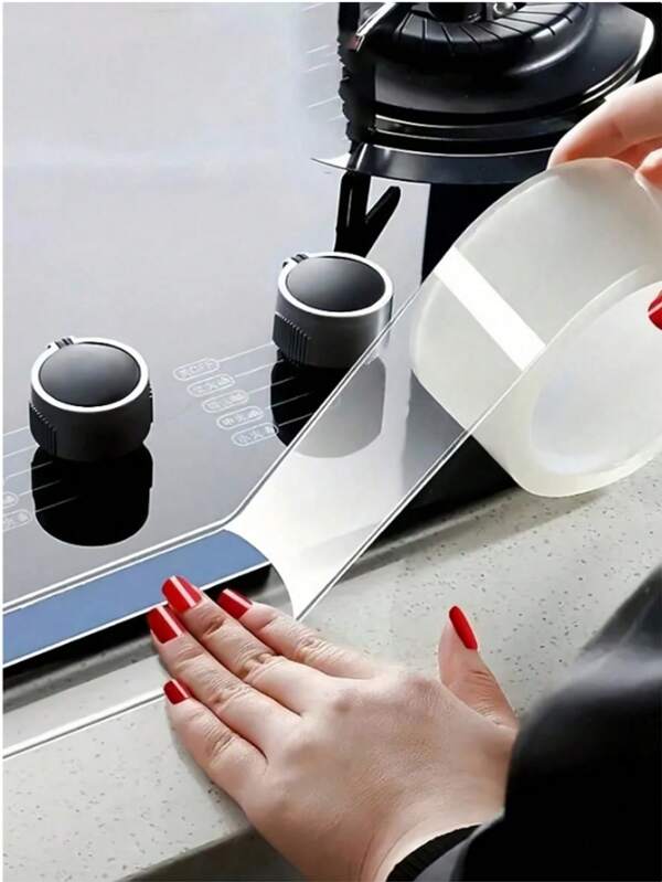 1 Roll Transparent Caulking Strip Self-Adhesive Caulking Tape Kitchen Countertop Bathtub Bathtub Toilet Floor Wall Edge Protector Home Bathroom Decoration Summer