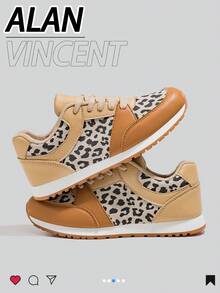 Alan Vincent 【轻盈自由系列】豹纹女鞋2025新款平底鞋柔软舒适时尚休闲运动鞋女办公户外鞋女士鞋Cortez学生女鞋日常百搭 - 棕色 - 查看 2